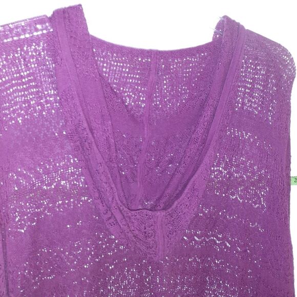 Eddie Bauer purple Pima cotton lace hoodie sweater jacket pullover top XXL 2X - Picture 2 of 6